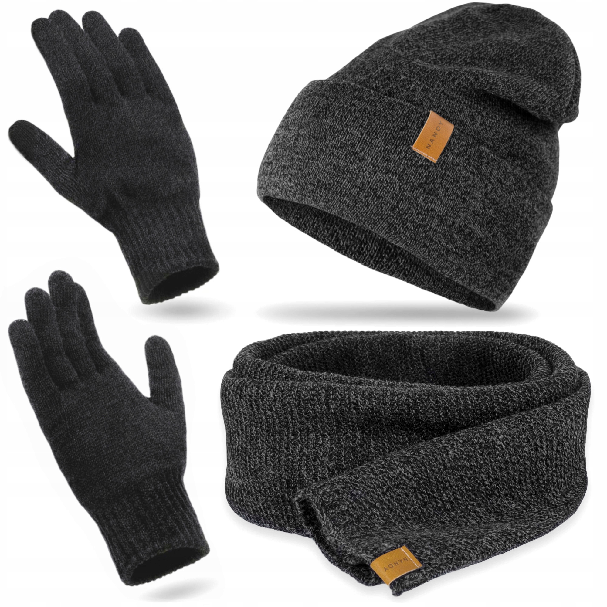 Nandy Zimní komplet Čepice Šála Šátek Rukavice Teplá sada na zimu