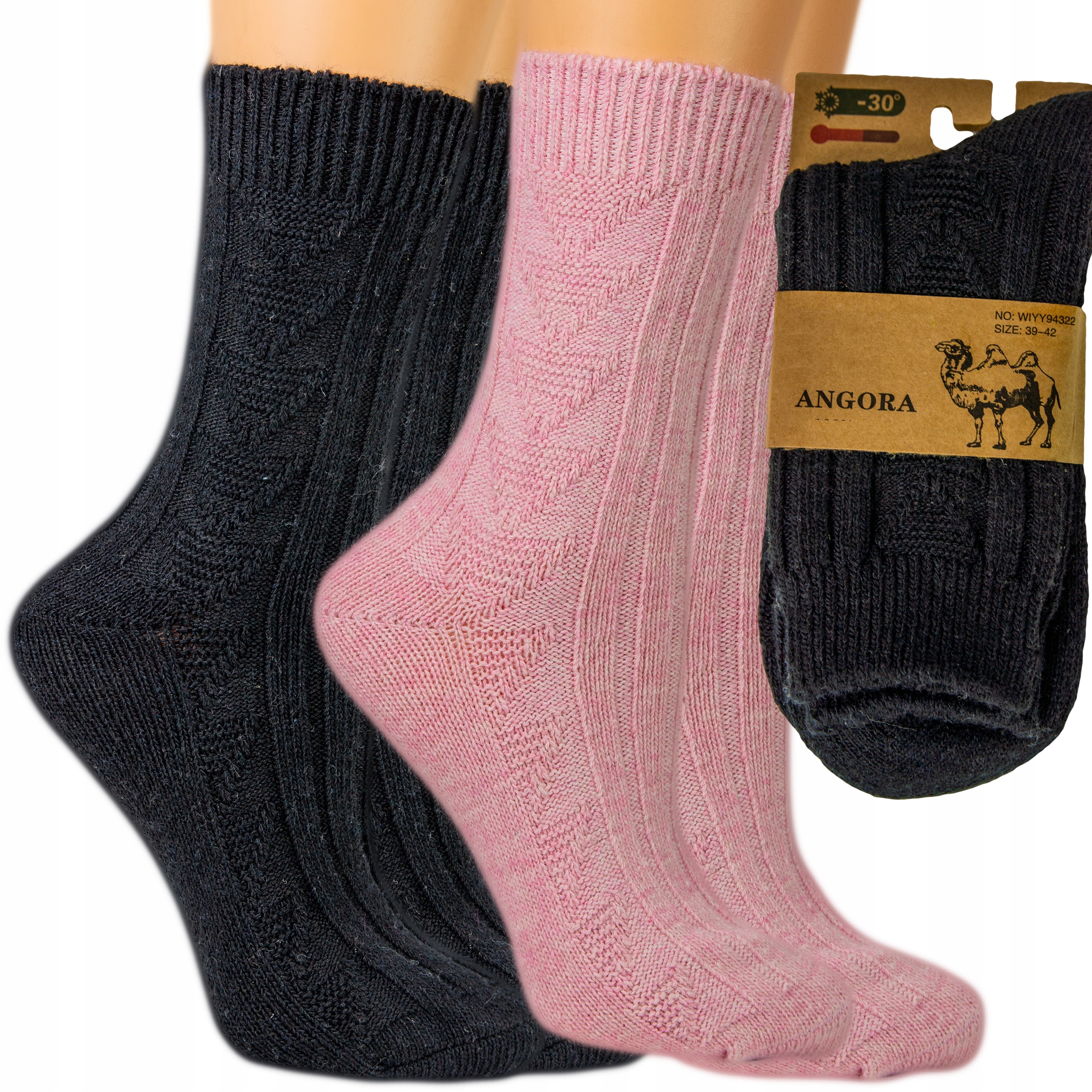 

2x Ciepłe Skarpety Damskie Wełniane Angora [39-42]