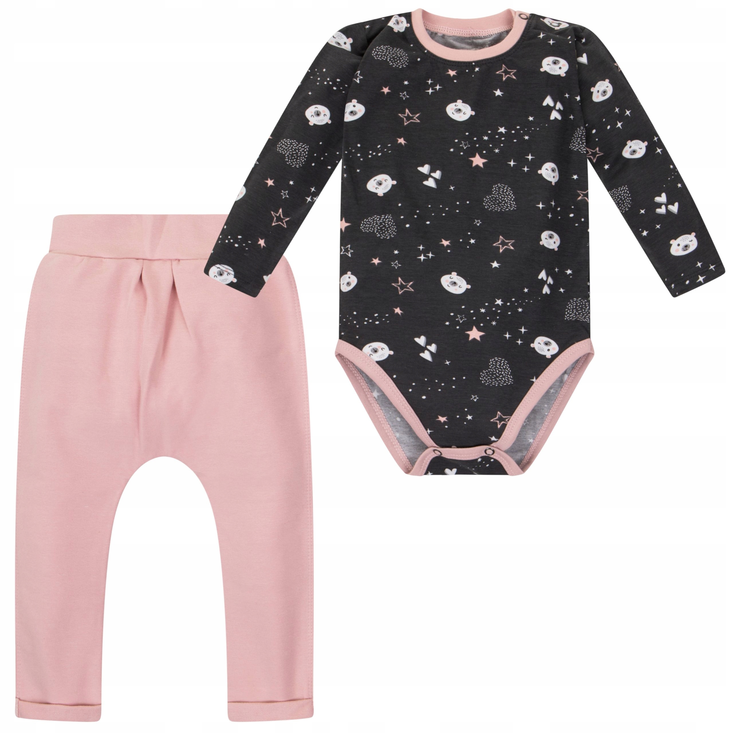 

Komplet niemowlęcy Dres dziewczęcy Body Spodnie 74