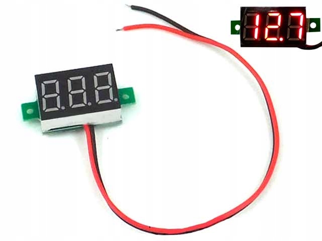 

Woltomierz panelowy cyfrowy Led 2,5-30V Czerwony