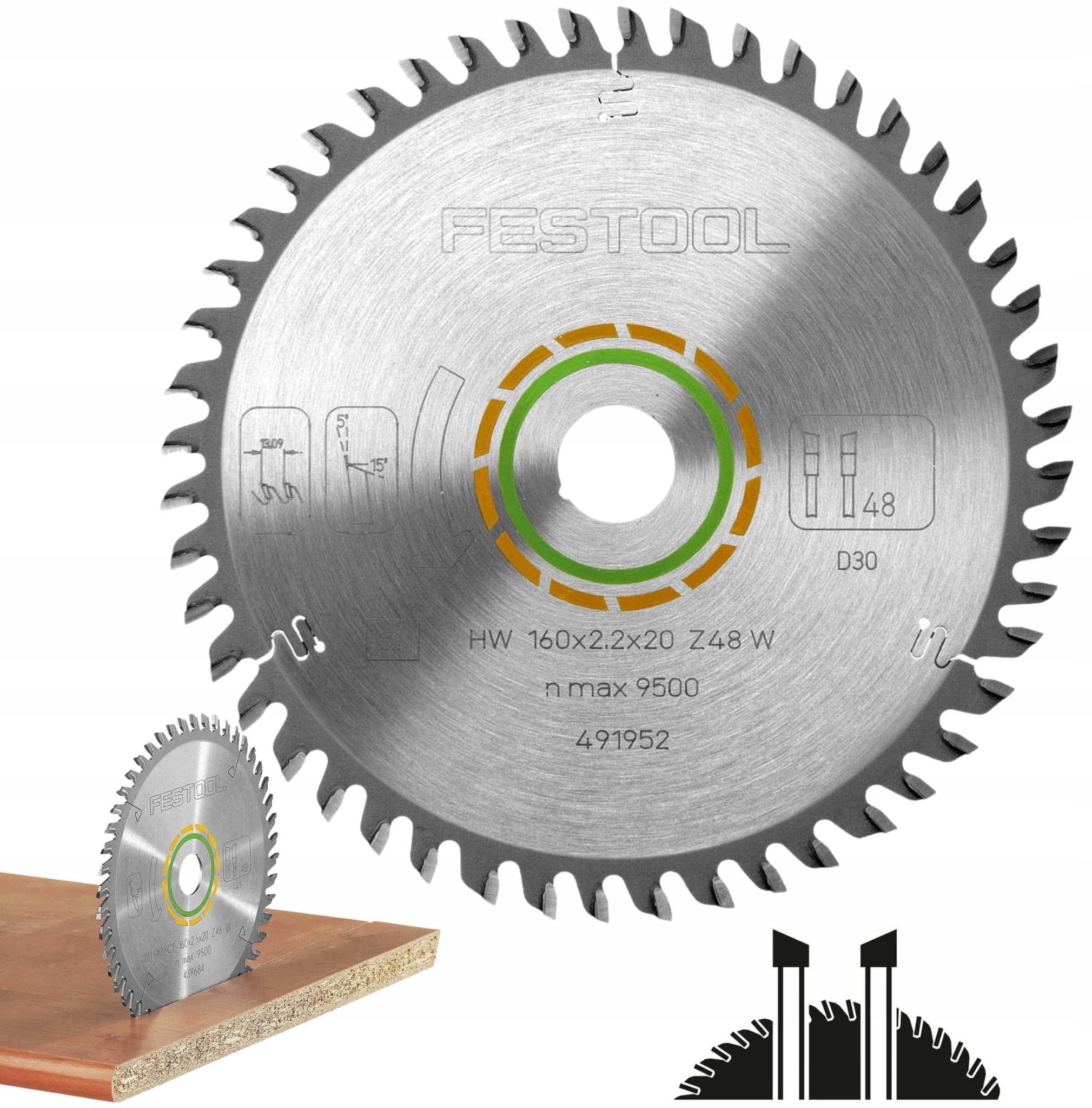 Festool Tarcza pilarska Hw 160x2,2x20 W48 Wood Fine Cut Meblarska 491952