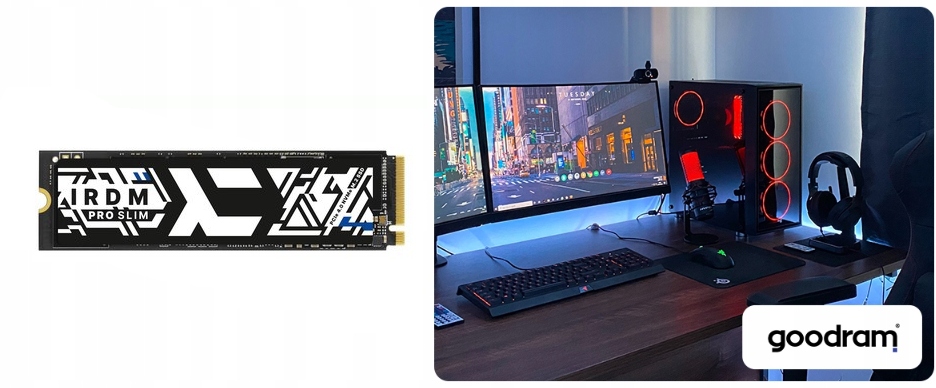 Dysk SSD GOODRAM IRDM PRO SLIM 1TB PCIe 4x4 M.2 Pojemność dysku 1TB