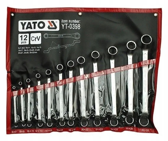 Yato Zestaw kluczy oczkowych Etui klucze odgięte 6-32 mm 12szt. YT-0398