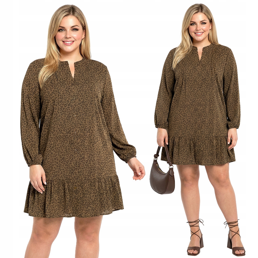 Hnědá šaty s puntíky a velikostí velikost 46