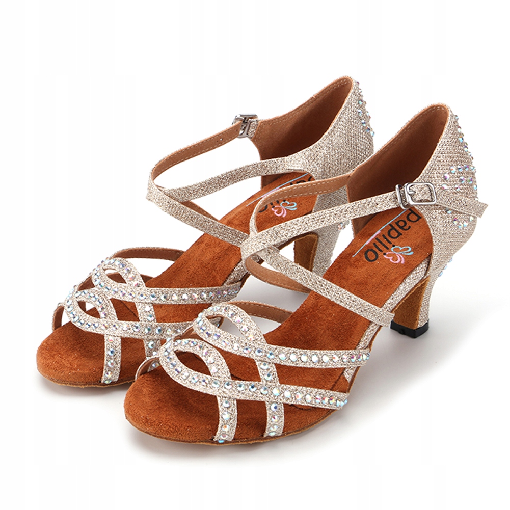 

Buty Do Tańca Taneczne Z Cekinami Szampańskie 6cm