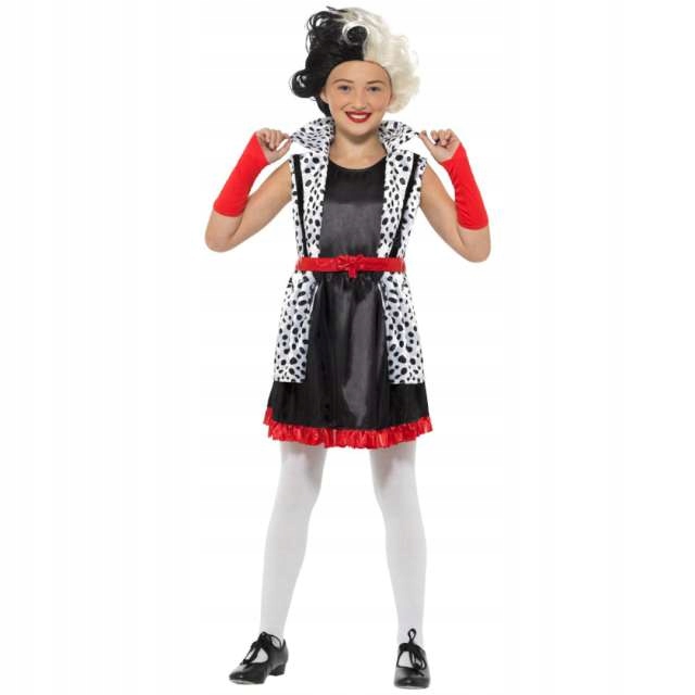 STRÓJ dla dzieci CRUELLA kostium HALLOWEEN dama S