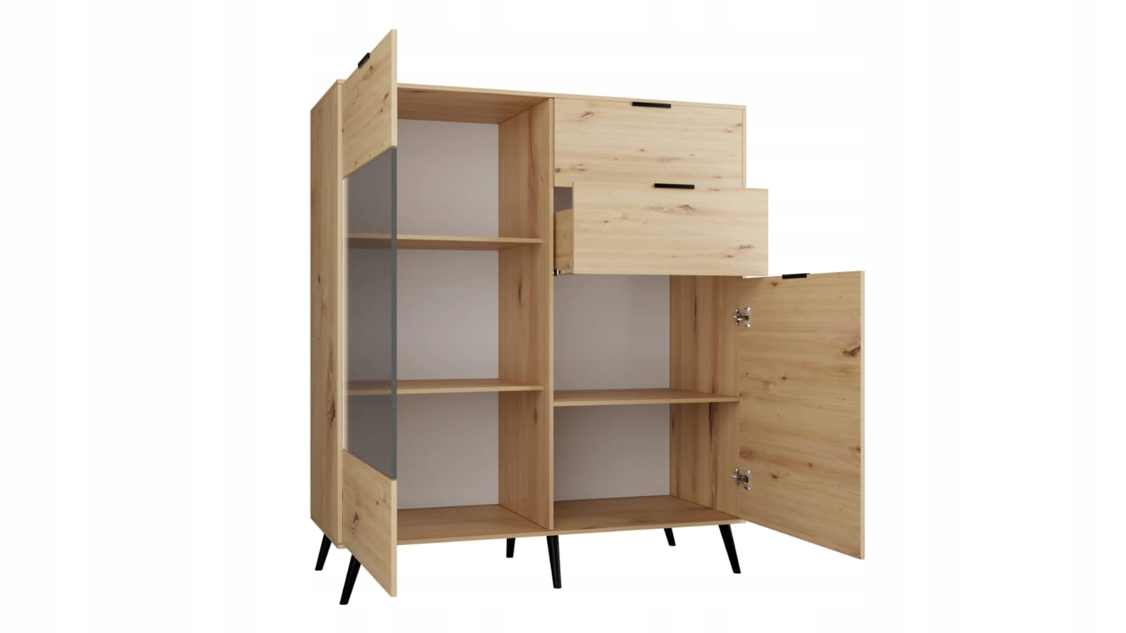 Komoda Lozanne z 2 Szufladami i Witryną - Dąb Artisan Marka LuxeLiving