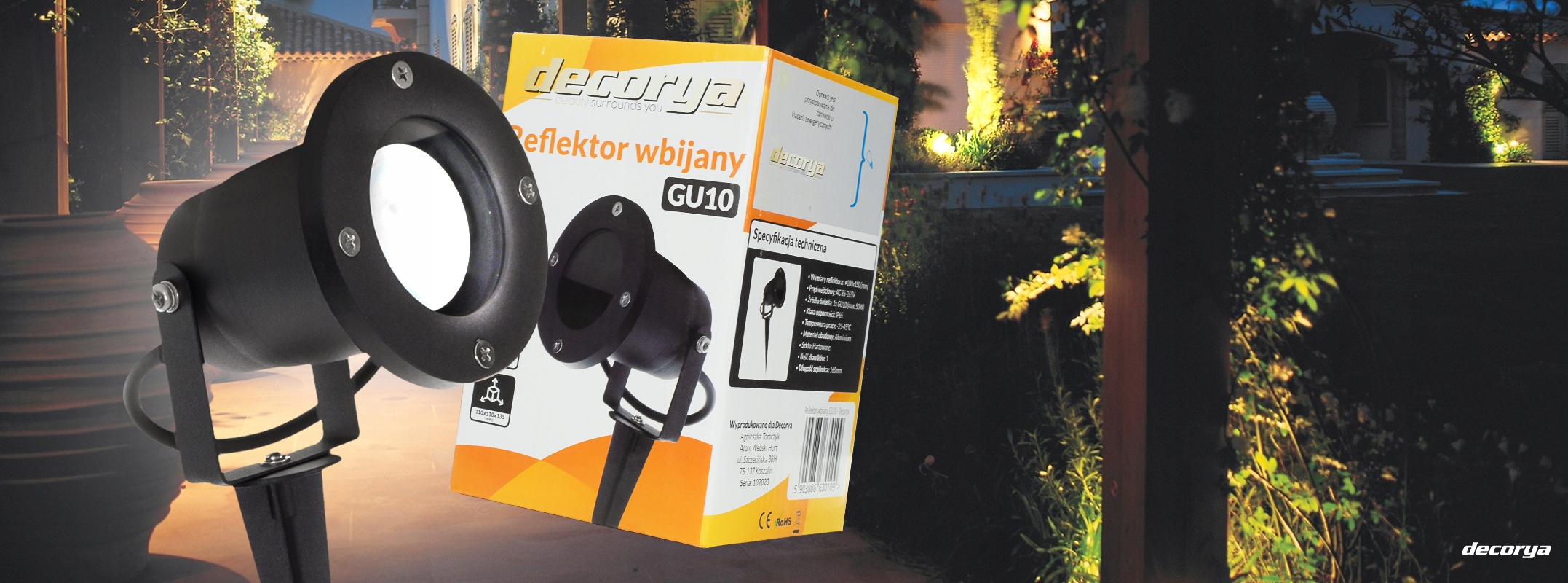 5x LAMPA ORODOWA LED WBIJANA W ZIEMIE GRUNT GRUNTOWA SZPIKULEC REFLEKTOR Kolor dominujący czarny