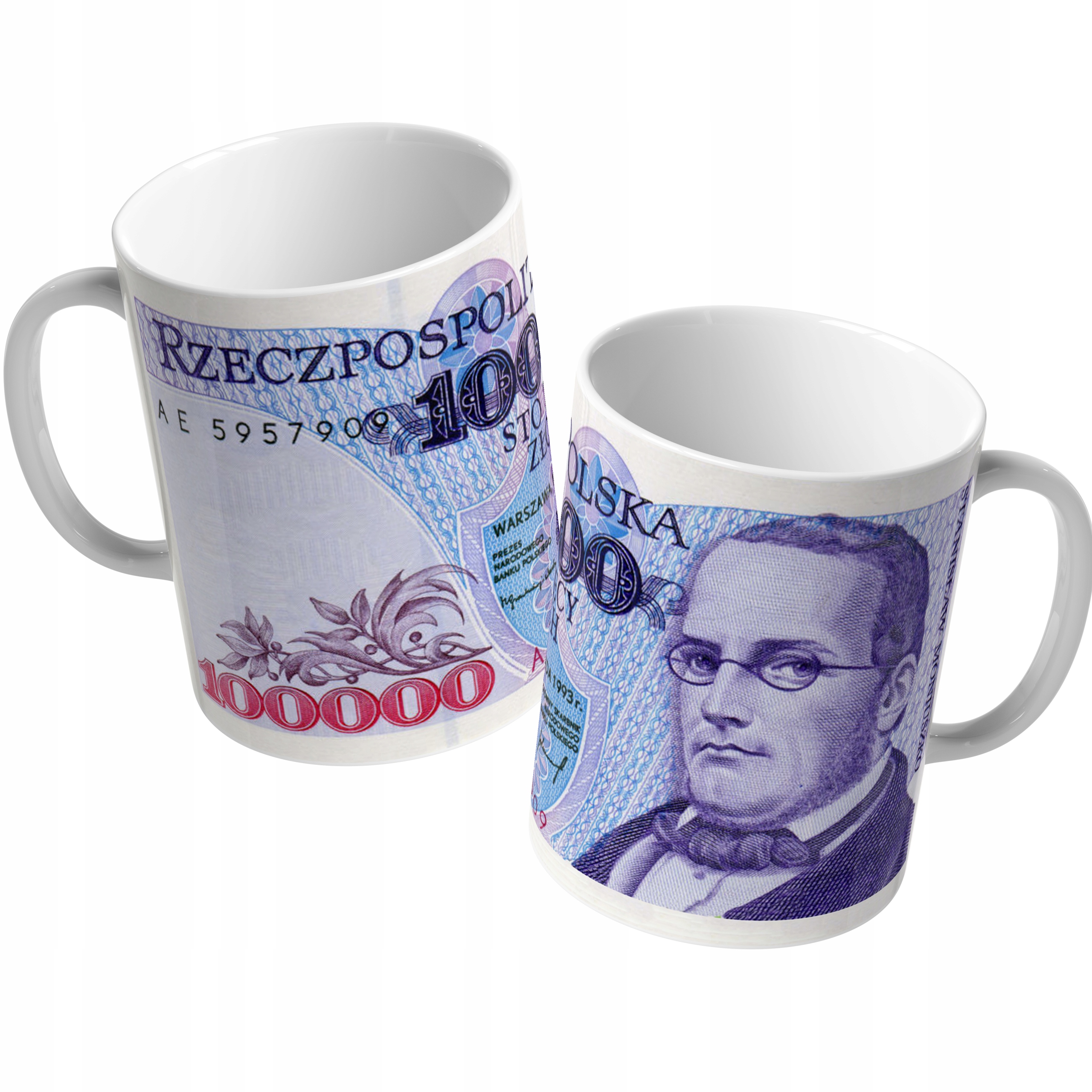 

Biały Kubek Klasyki Prl wzór Banknot 03