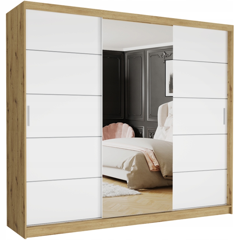 Skříň Ines 250 1L Zrcadlo Příčky 3 Dveře Velké