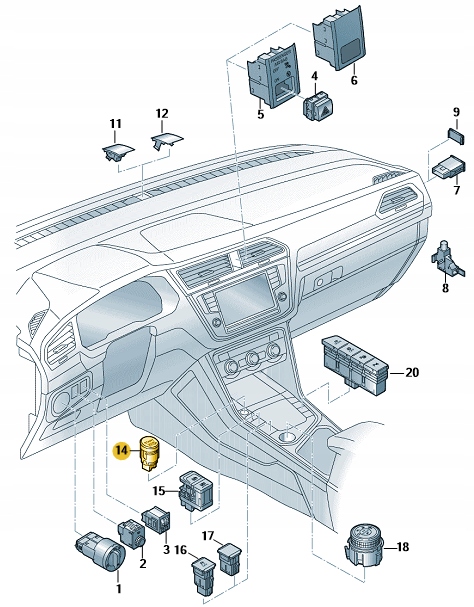 PRZYCISK START-STOP VW TIGUAN II MQB ORYGINAŁ Producent części Volkswagen OE