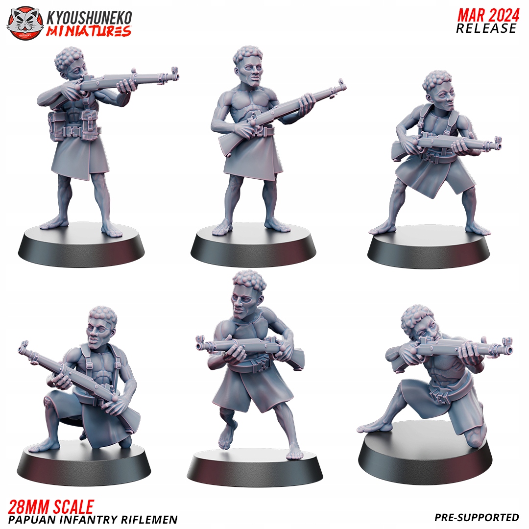 Papuan Infantry Riflemen x5 Kyoushuneko Miniatures
