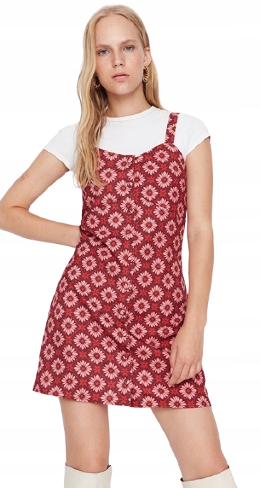 Trendyol Červená Šaty S Květinovým Potiskem 36 Jqb