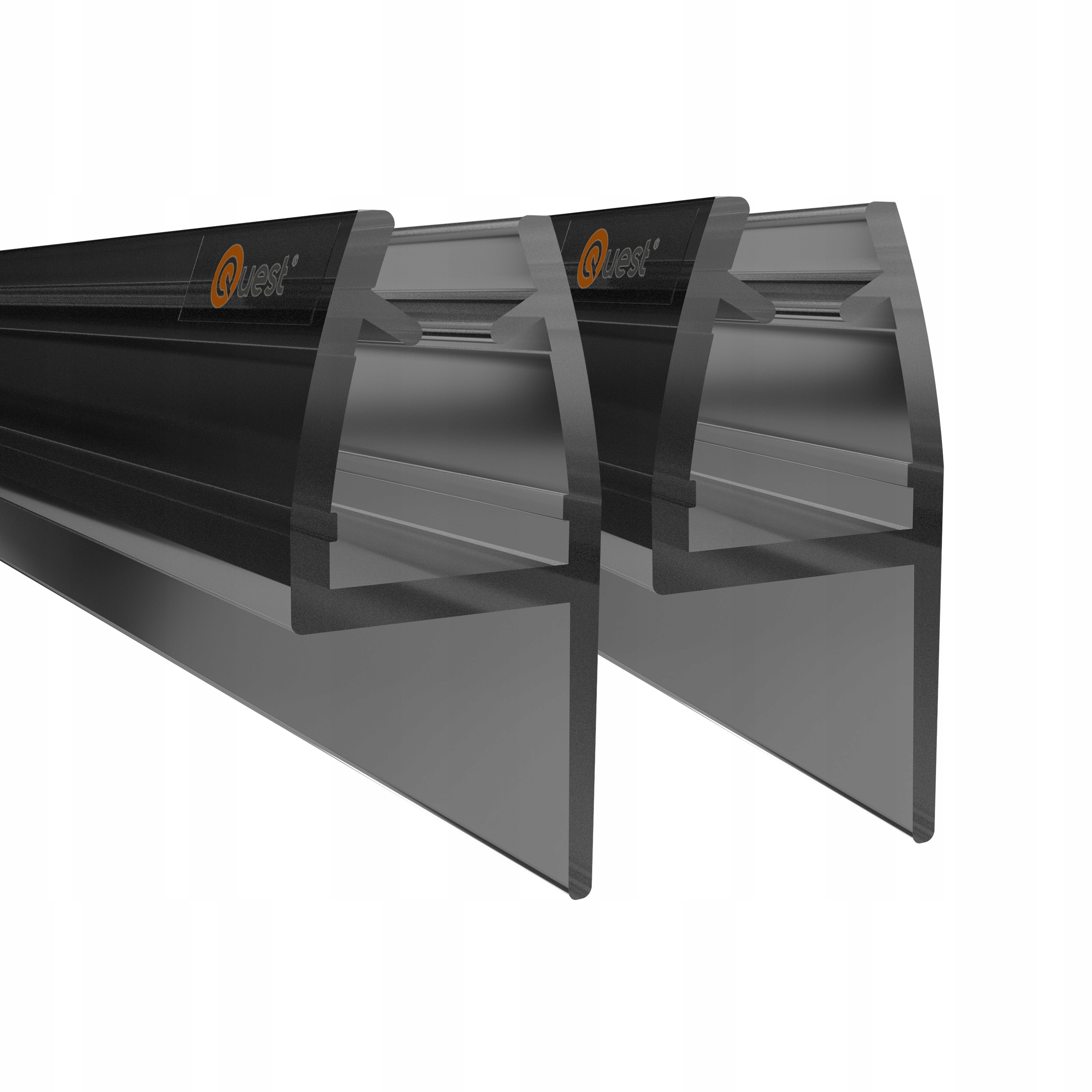 Boční sprchové těsnění 200 cm, černé, 2 kusy, pero, okapnička