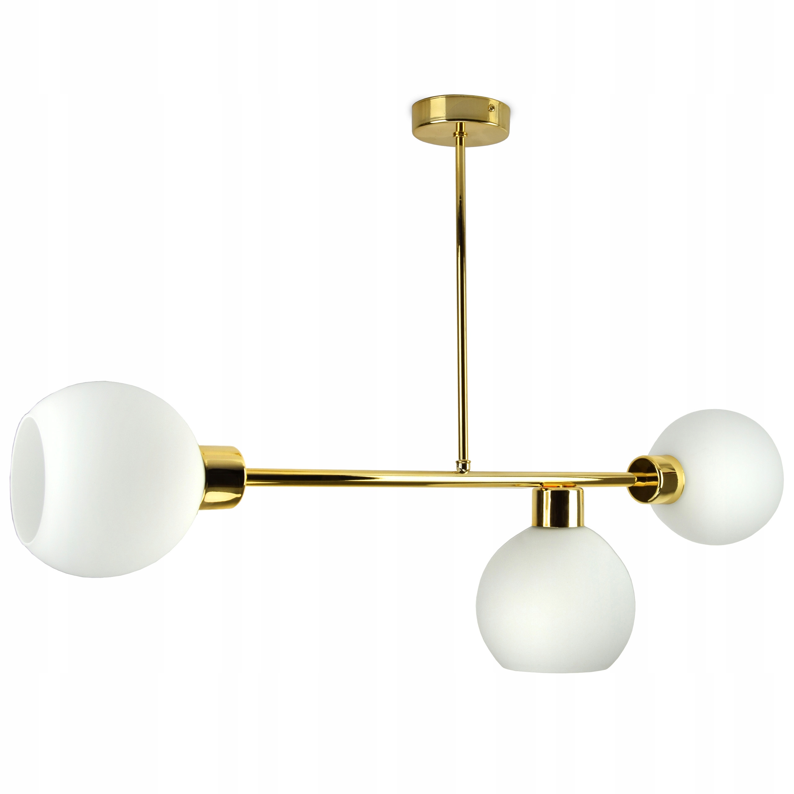 

Lampa Wisząca Żyrandol Plafon Złoty Kule Biały Mat