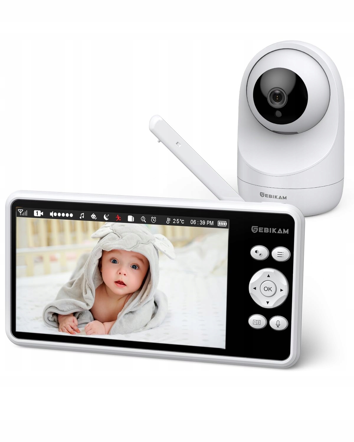 SEBIKAM Elektroniczna Niania Kamera 5 Calowy 720P HD Monitor Dziecięcy