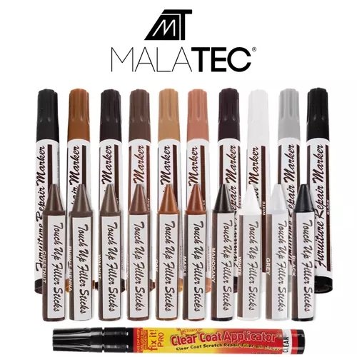 ZESTAW DO NAPRAWY MEBLI PANELI DUŻY XXL 22 ELEMENTY MARKERY + WOSKI MALATEC Stan opakowania oryginalne