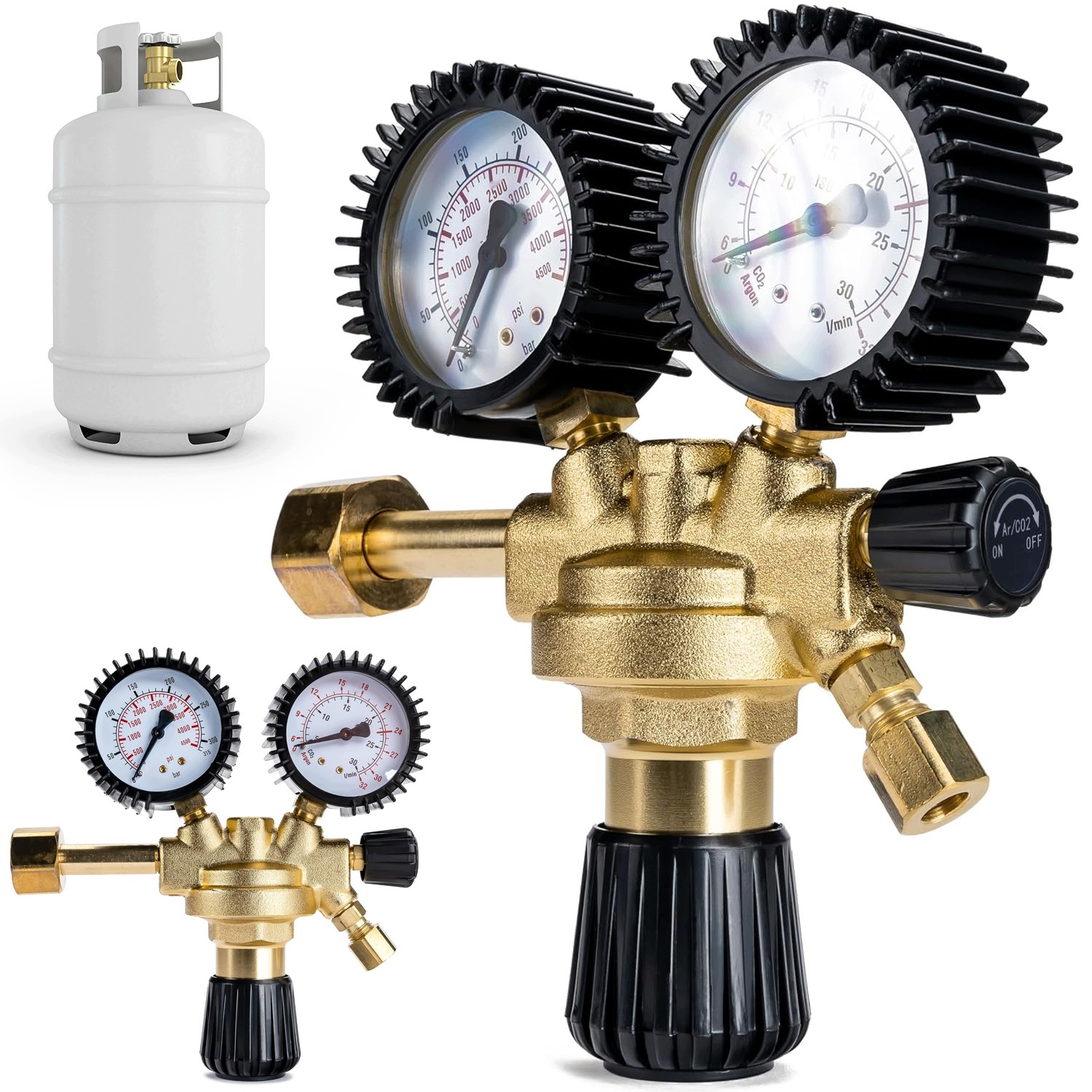 Reduktor pro láhev Bedee Argon CO2 0-315 Bar 0-30 L/min s 2 manometry