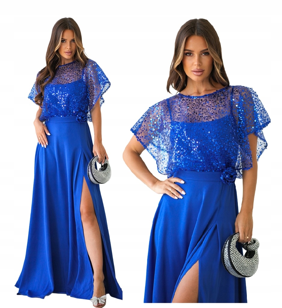Elegantní Chabrová Šaty na ramínkách s flitrovým bolerkem 2XL