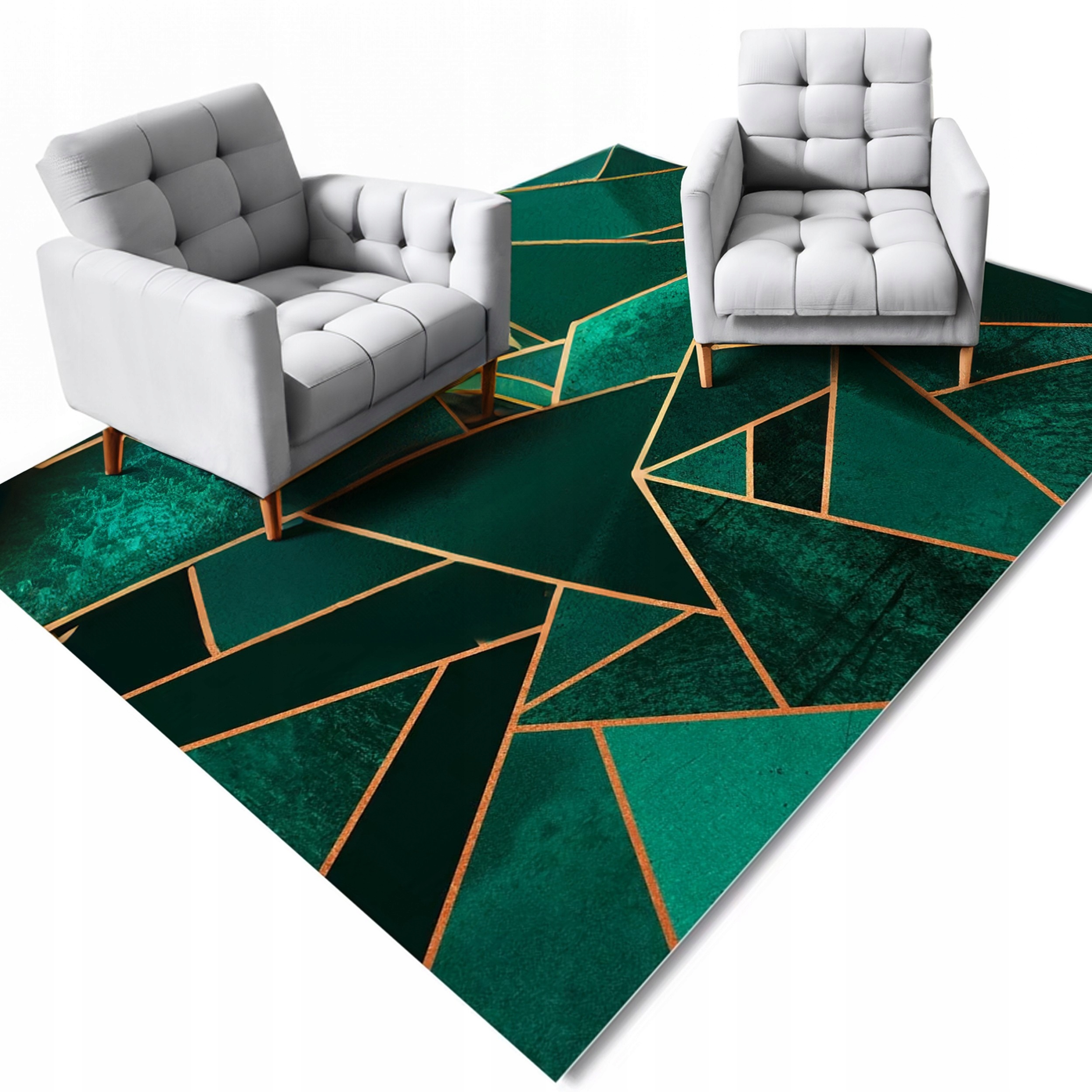 Koberec Zelený 220X160 CM Geometrický Moderní Do Obývacího Pokoje Bcf