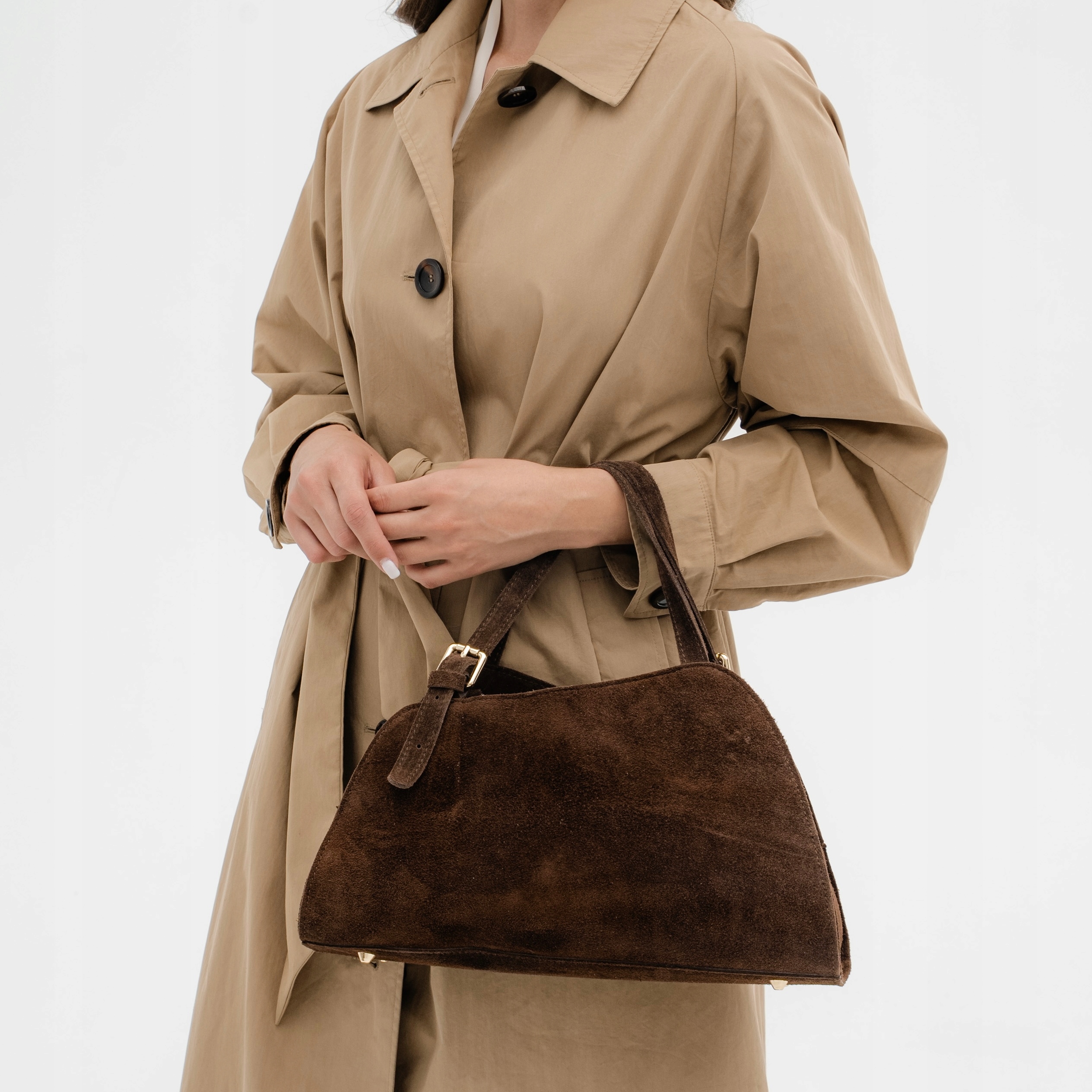 Dámská kabelka Luana-M ze semiše v čokoládové barvě