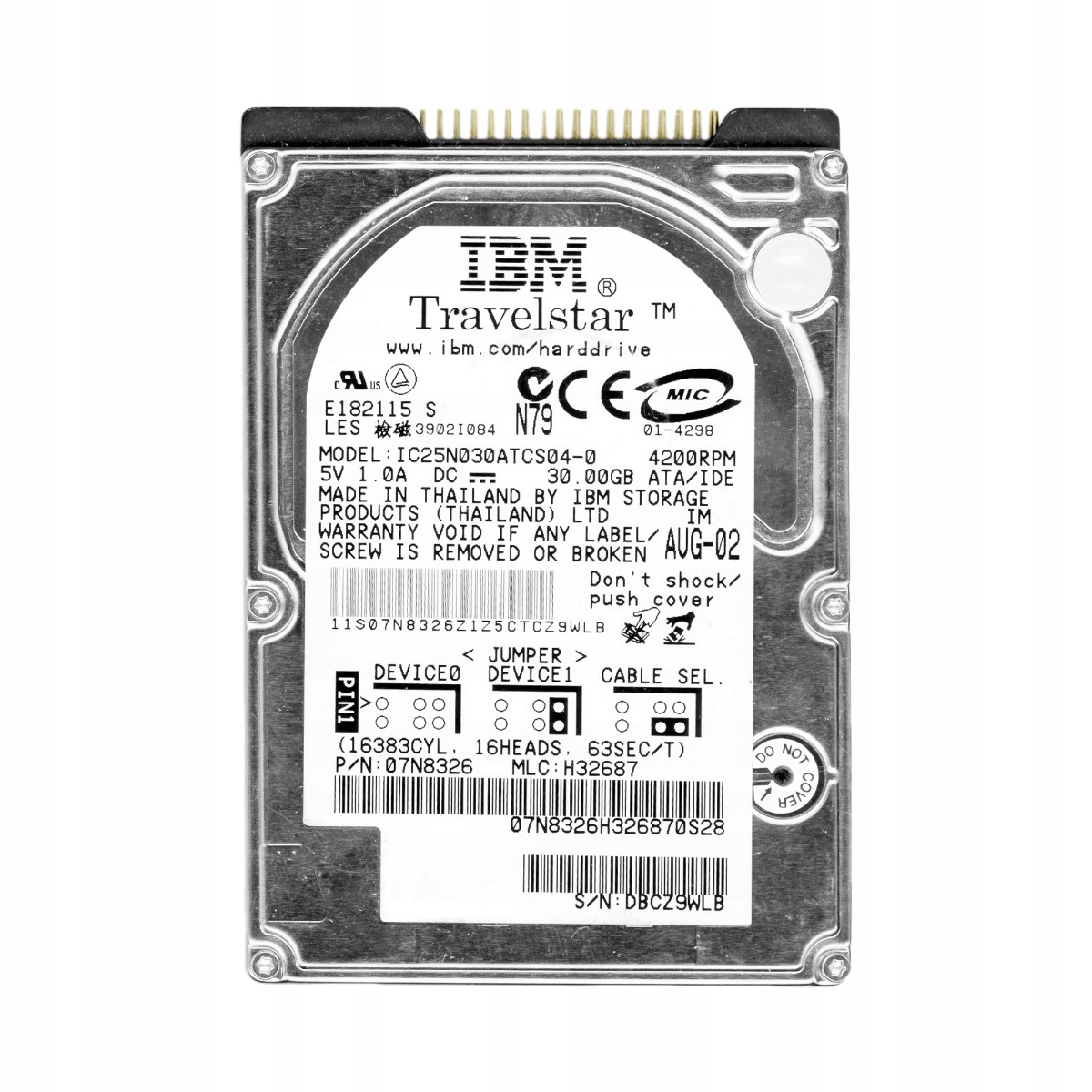 Ibm TravelStar 40GN 07N9318 30GB 4.2K 2MB Ata 2.5'' IC25N030ATCS04-0