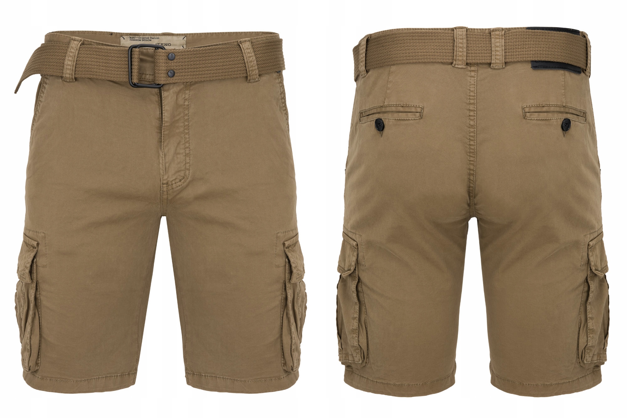 Kraťasy Krátké Kapsáče Khaki S Páskem, Kapsy, Bavlna: 30
