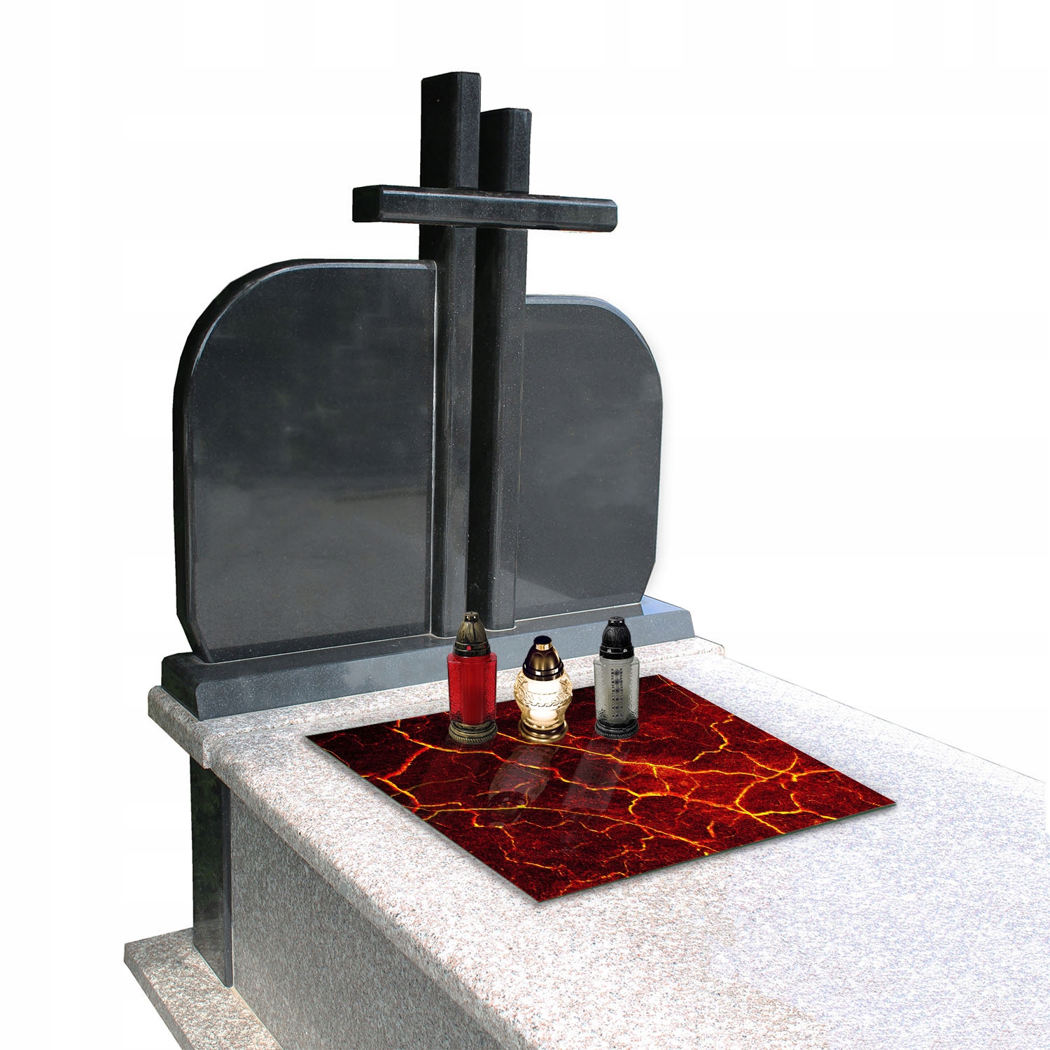 Szklana podstawka Hartowana POD ZNICZE MARMUR 60x52cm CMENTARZ POMNIK Długość 52 cm