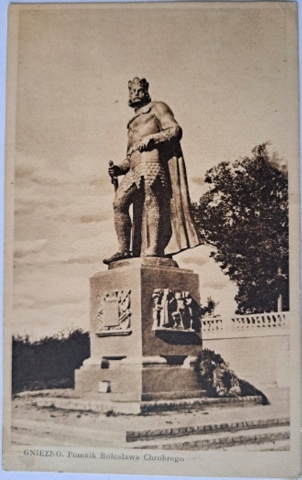 POCZTÓWKA - GNIEZNO - POMNIK BOLESŁAWA CHROBREGO - 1938 !