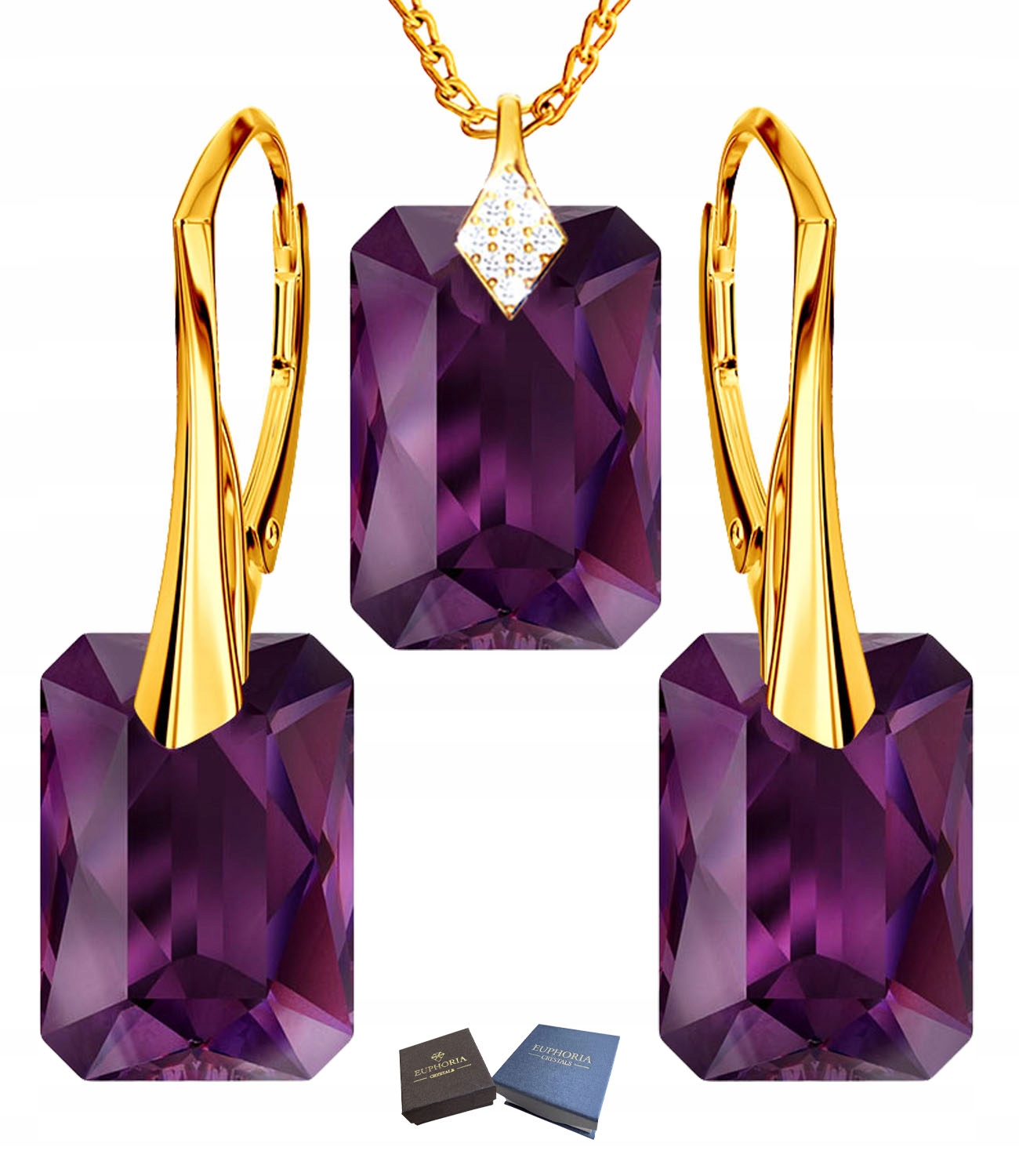 Sada šperků Zlaté Stříbro 925 jako Dárek Náušnice Náhrdelník pro babičku