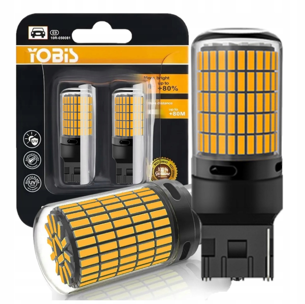 Żarówki Yobis Led WY21W T20 7440 150SMD 4014 Canbus Pomarańczowe Mocne 2szt