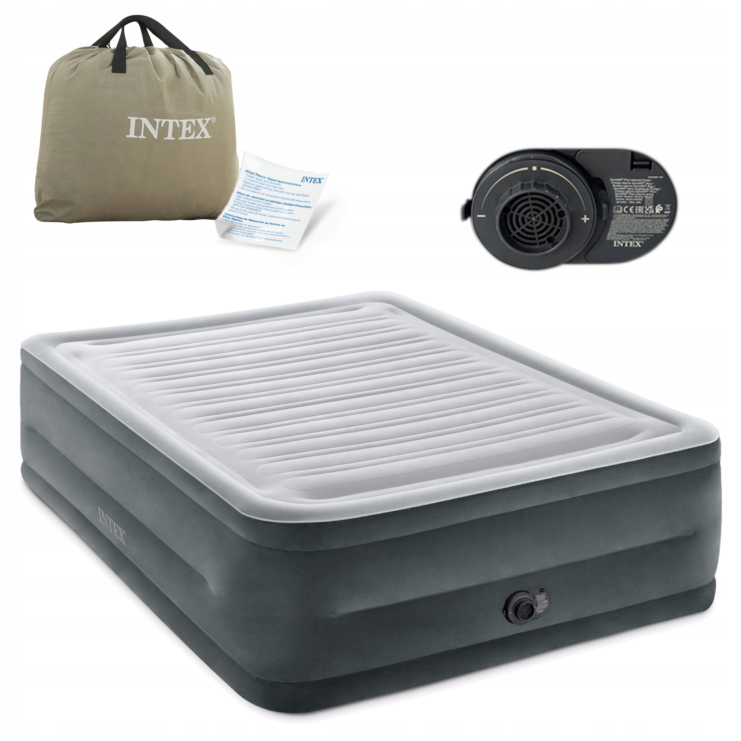 Materac Dmuchany Dwuosobowy Łóżko z Pompką 203x152x56 cm Intex 64418