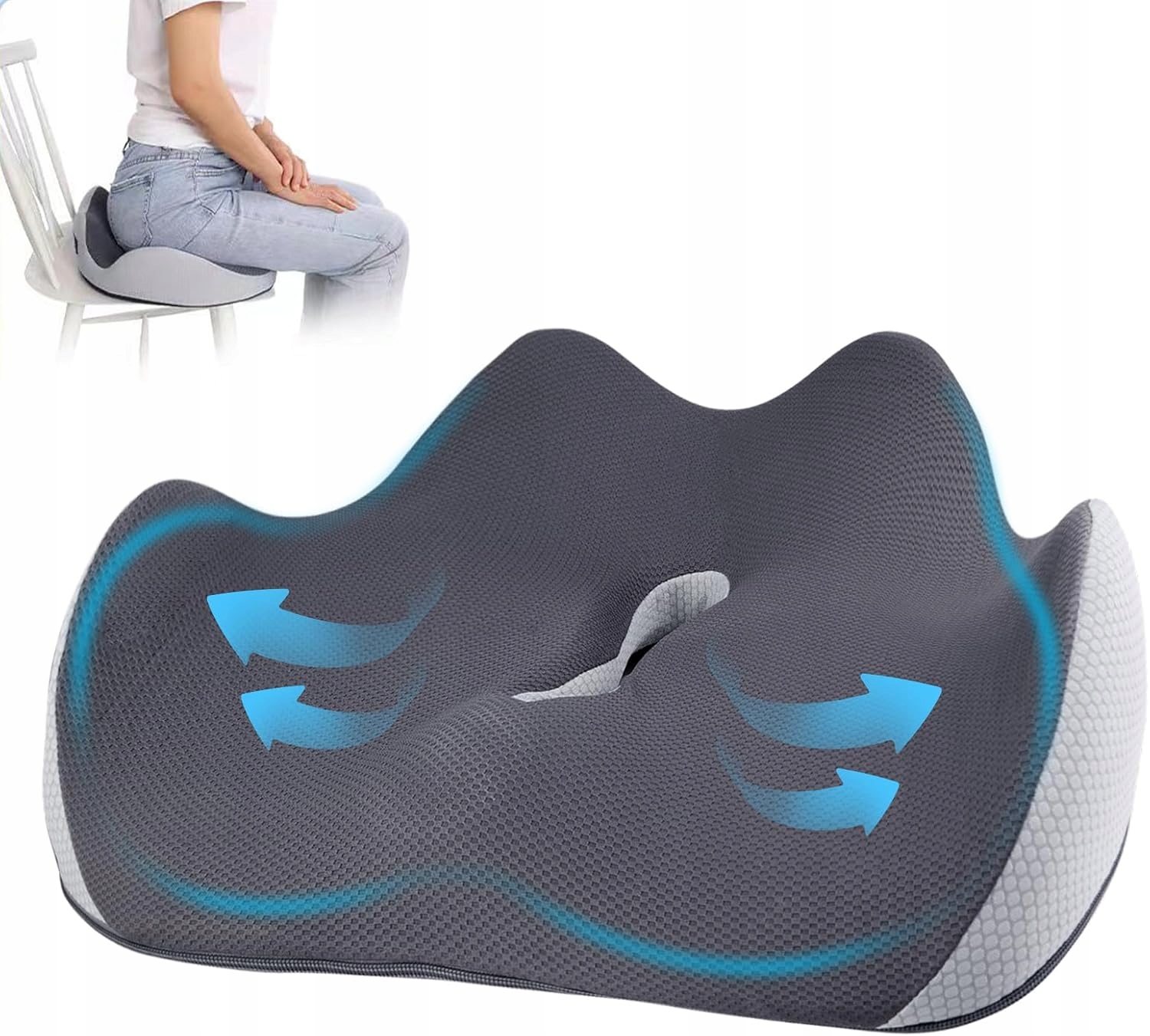 Pianka Memory Poduszka Ortopedyczna Rehabilitacyjna Do Siedzenia Czarna