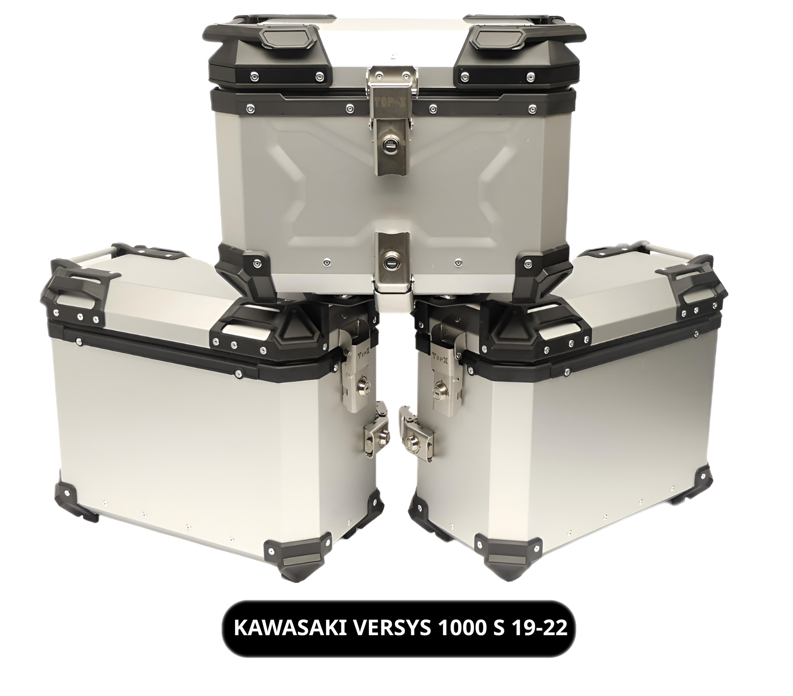 Eloxované Hliníkové Kufry Rámy Kawasaki Versys 1000S 19-23 Set TopX