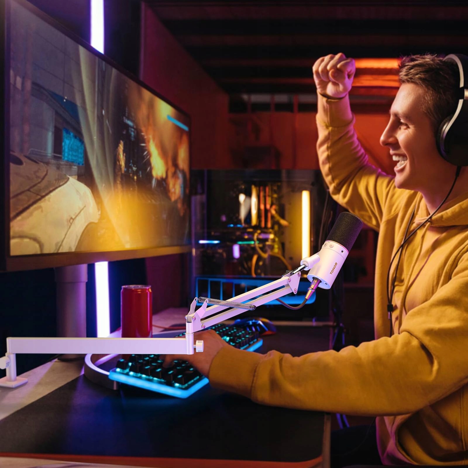 TONOR Niskoprofilowy Boom Arm Do Gamingu Podcastingu HyperX Blue Yeti — miniatura 6