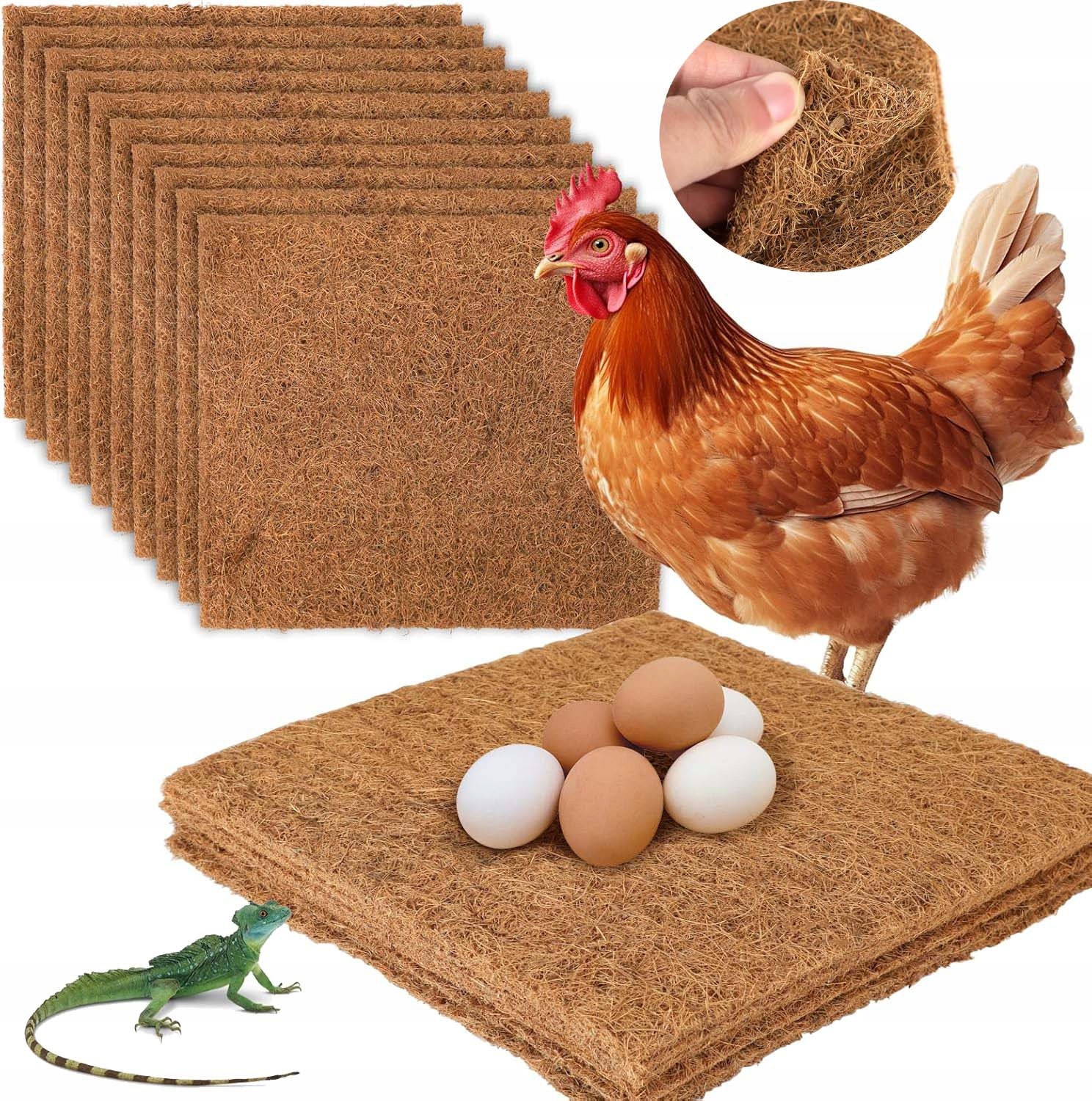 Levně 10 X Kokosová Podložka Pod Klec Pro Králíka Křečka 30X30 CM Velká Stelivo