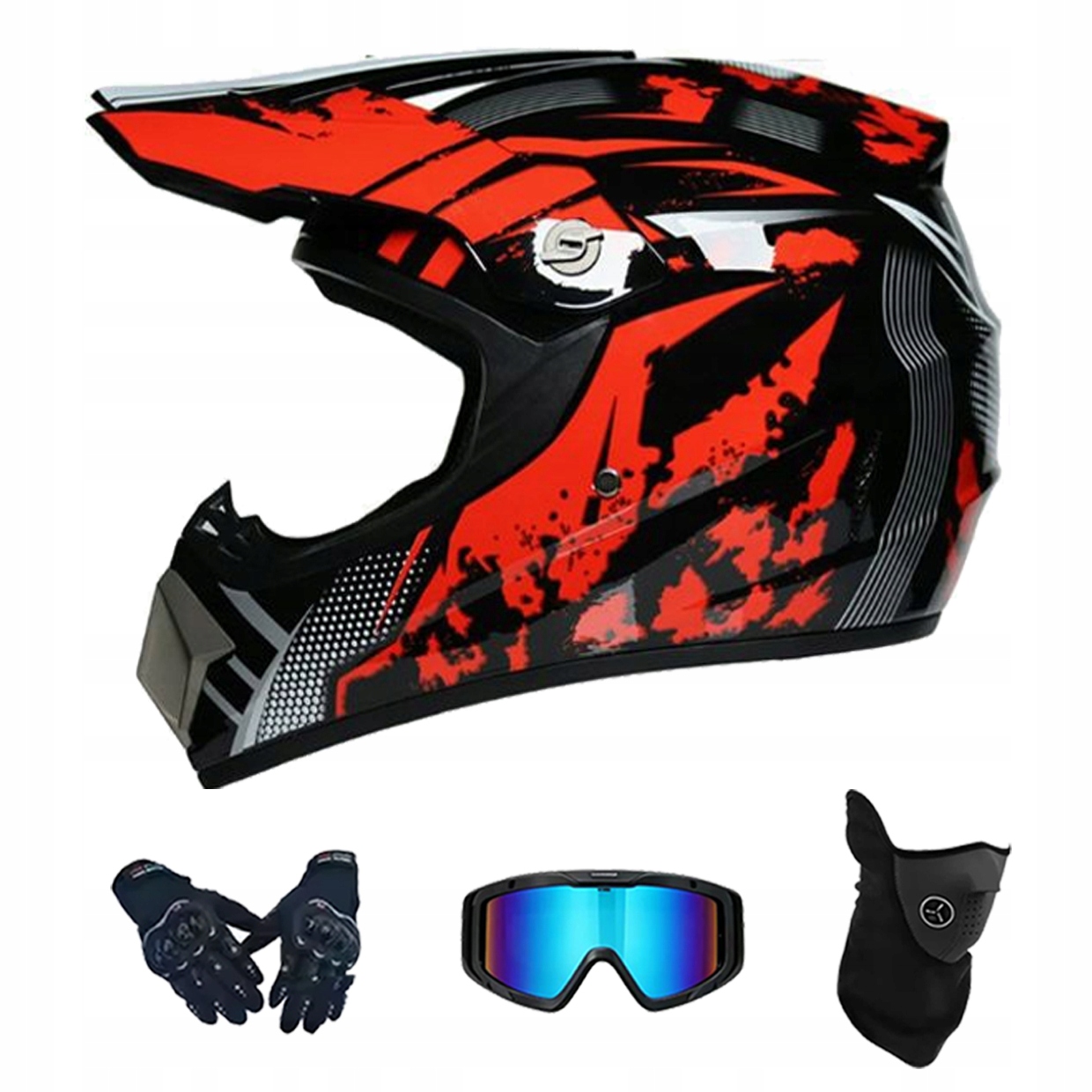 Helma Na Elektrickou Koloběžku Cross Enduro Quad Bmx Helma Brýle Rukavice M