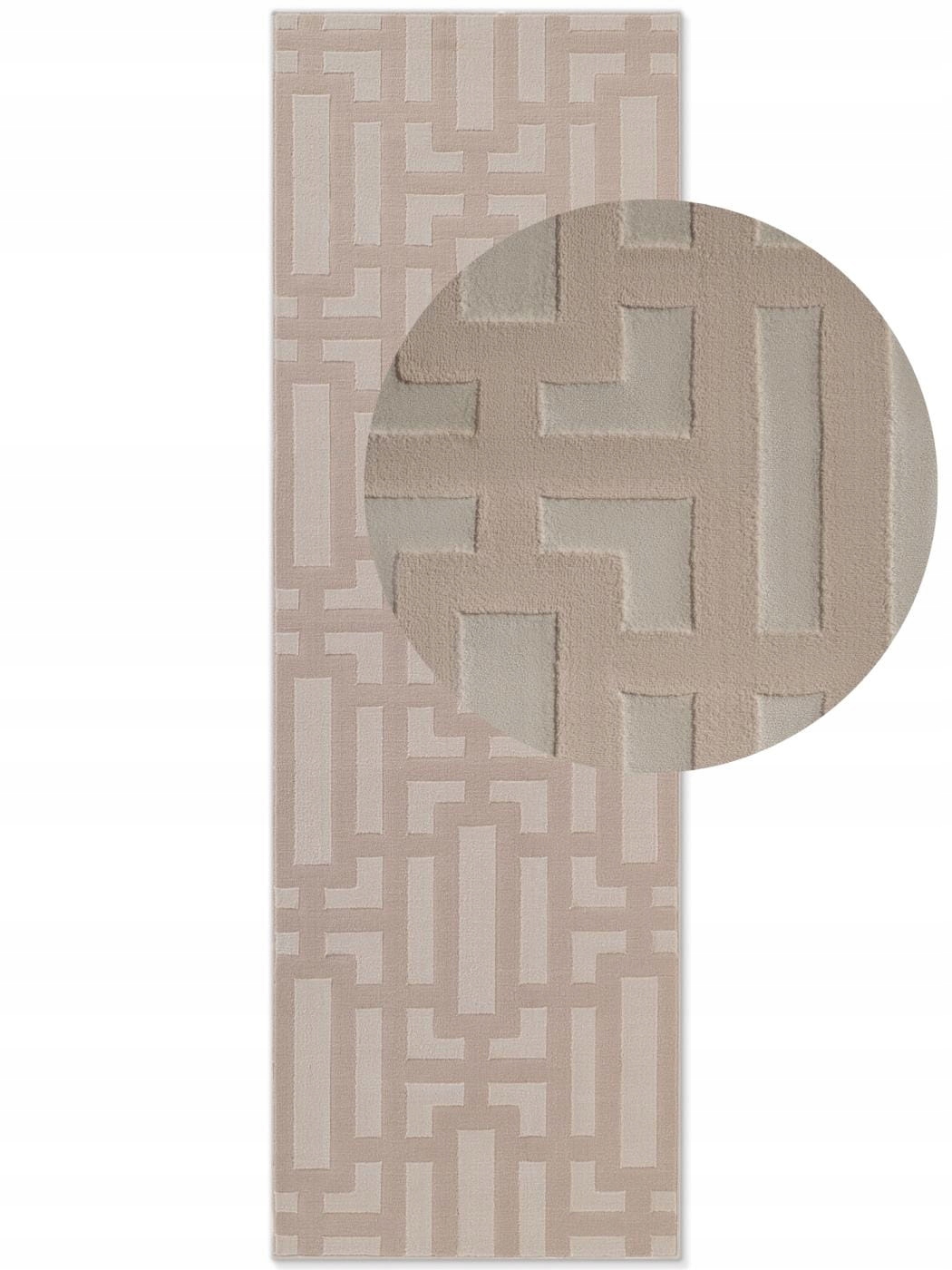 Koberec Běhoun plyšový do chodby 80x240 cm, béžový, moderní boho vzor