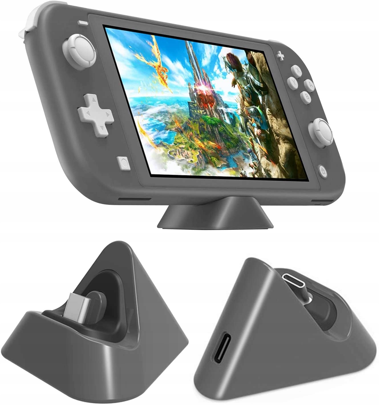Nintendo Switch /NS OLED LITE mini podstawka dock ładowania stacja Szara