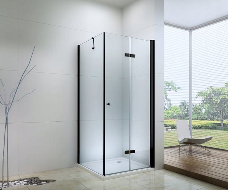 KABINA PRYSZNICOWA 80x80 składane CZARNE PROFILE Szerokość 80 cm