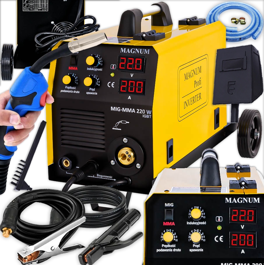 Migomat Magnum 220W Mig Mag Mma Półautomat Spawalniczy Z Wózkiem 230V 200A