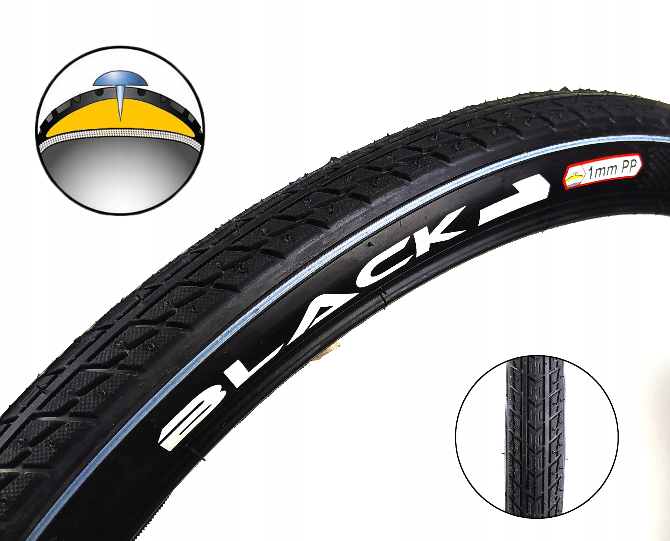 

Opona BLACK1 28x1,5 Antyprzebiciowa 1mm O256