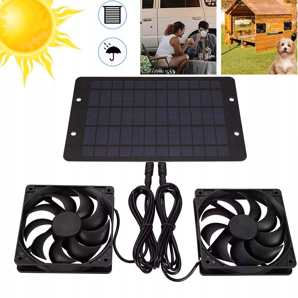 Wentylator +panel Solarny Słoneczny Wentylacja Powietrza Do Szklarni Szopy