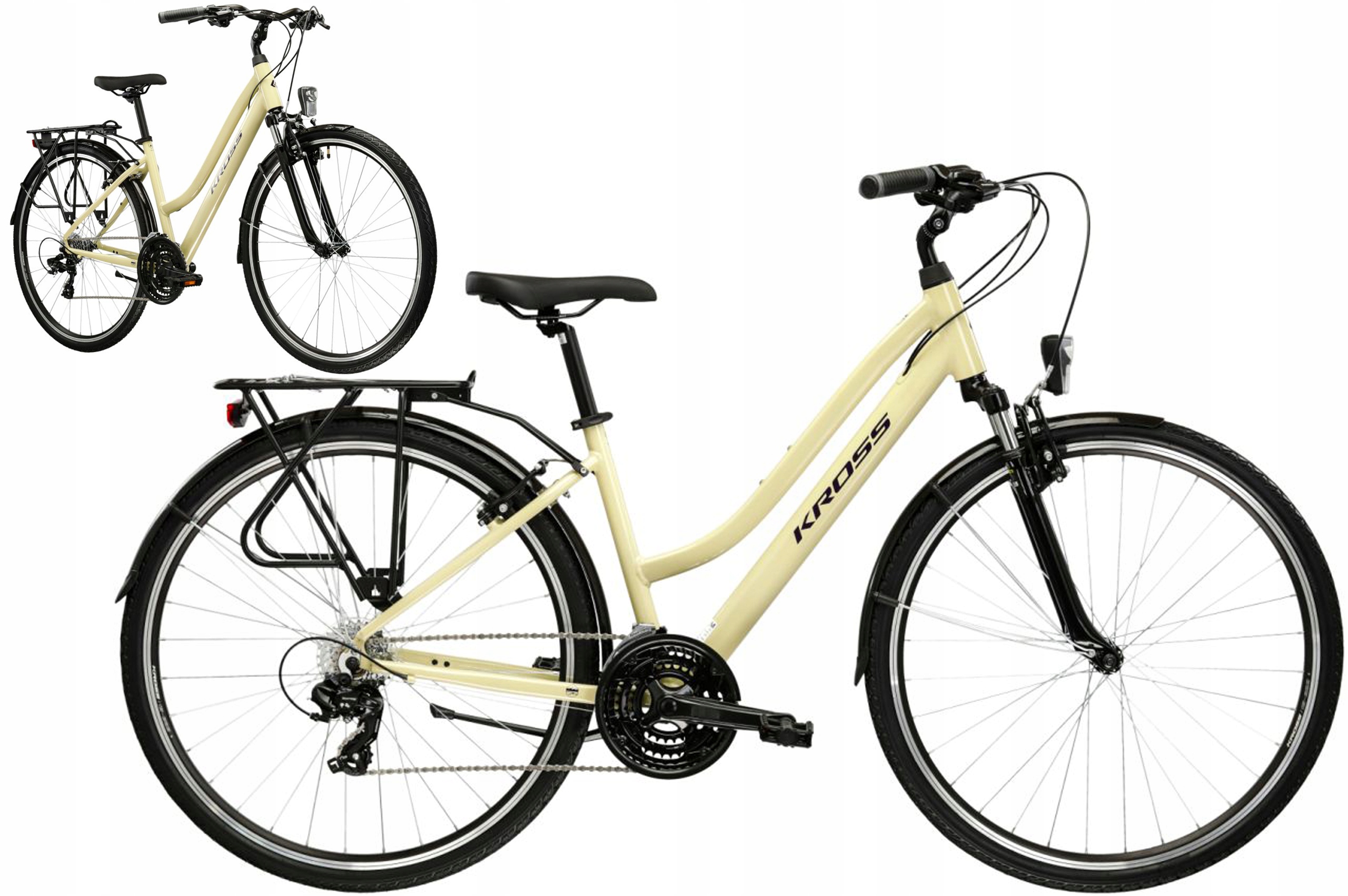 Rower trekkingowy 28" Kross Trans 1.0 rama M 17" beżowy fioletowy R25