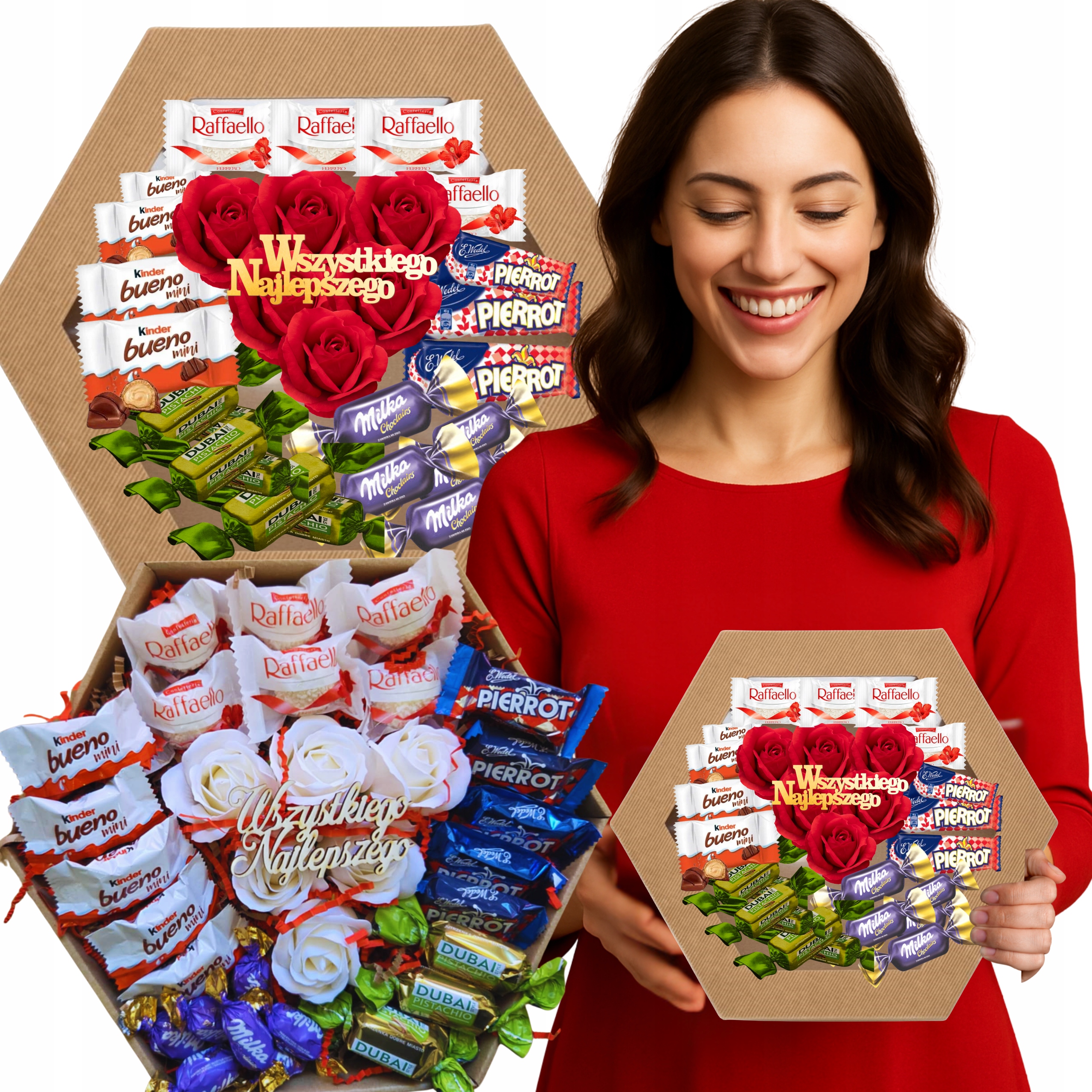 Zestaw Box Słodyczy Milka Rafaello Kwiaty Urodziny 18 Komunia