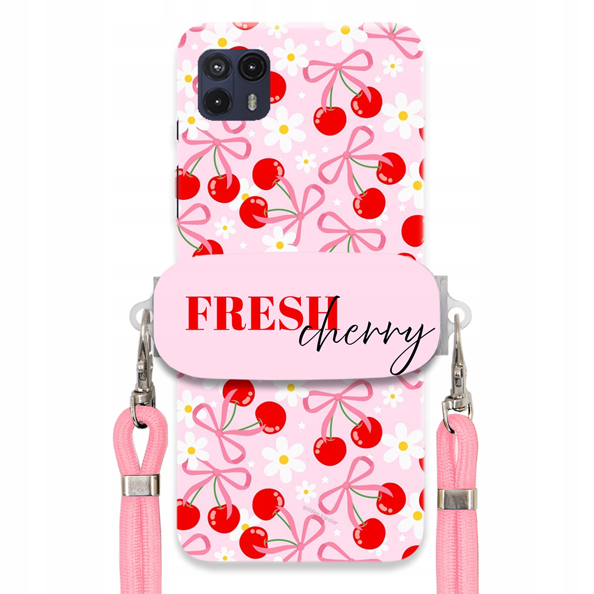Puzdro pre Motorola G50 5G Case Držiak šnúrok Ružový Fresh Cherry Kokardy