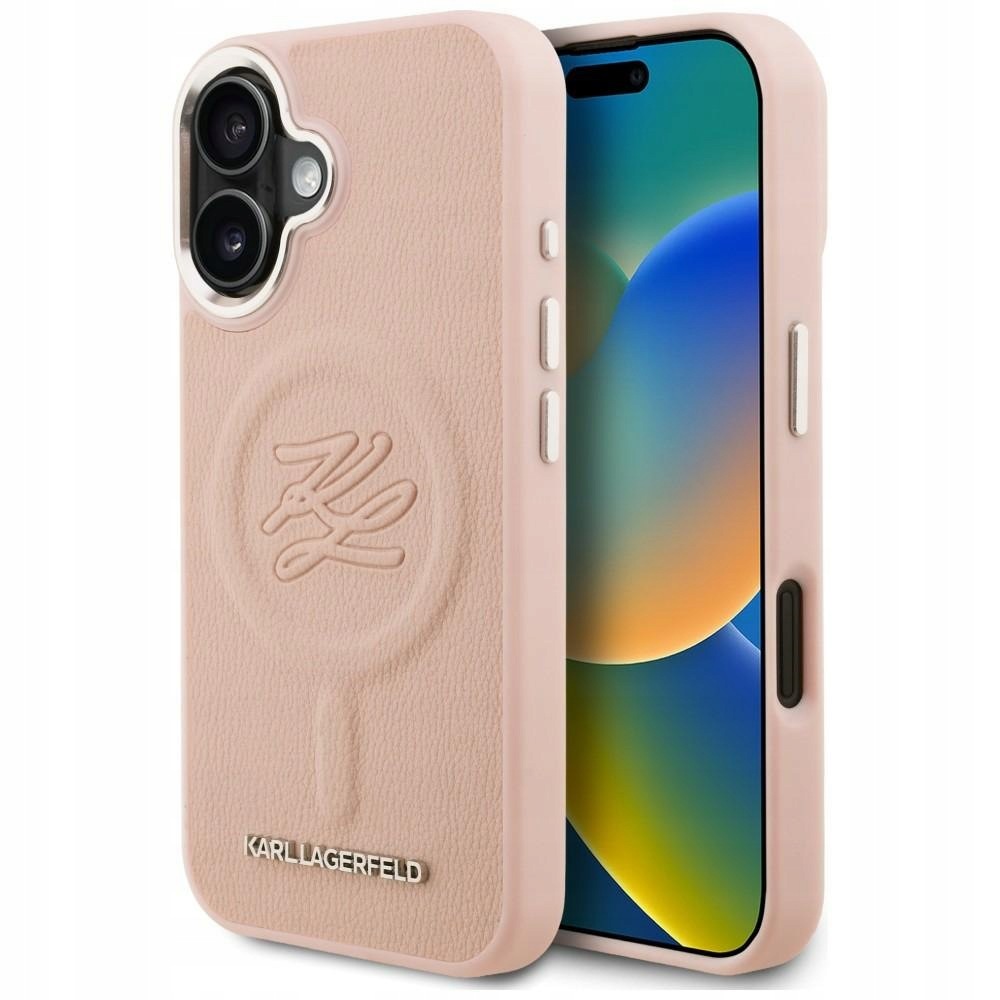 Pouzdro Karl Lagerfeld Initial & Metal Logo MagSafe pro iPhone 16, růžové
