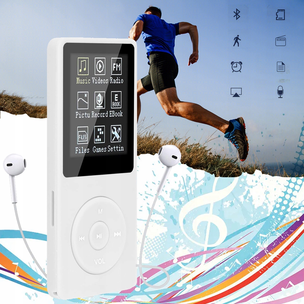 BIAŁY ODTWARZACZ MUZYCZNY, PRZENOŚNY ODTWARZACZ MP3 16 GB BLUETOOTH 5.0 Stan opakowania oryginalne