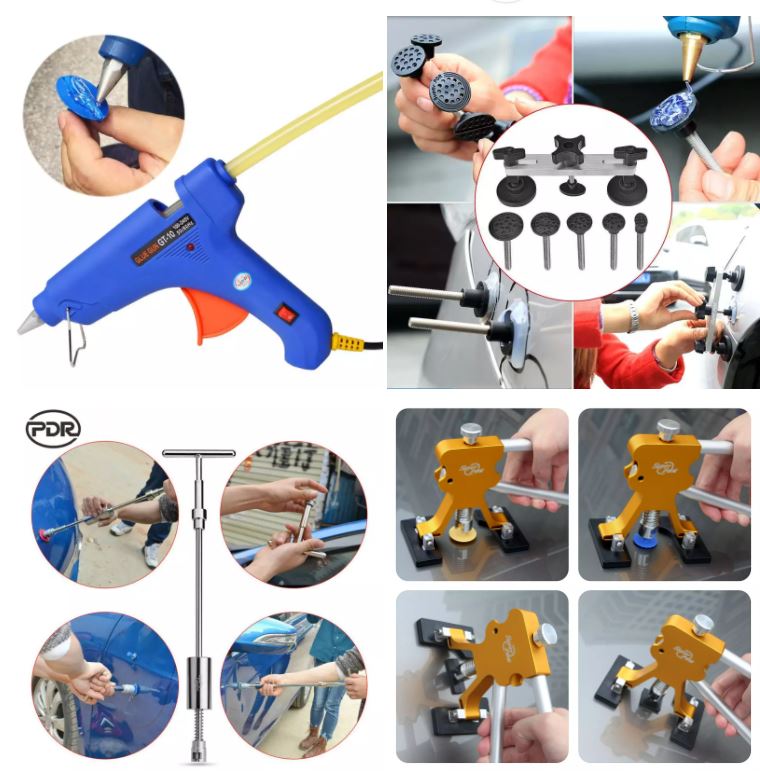 Zestaw PDR Do Usuwania Wyciagania Wgniecen Lance Set Components Slide Hammer Sheet Metal Hammer Mallet Bridge Sucker Puller Adapters Rods Lamp Bag Cover