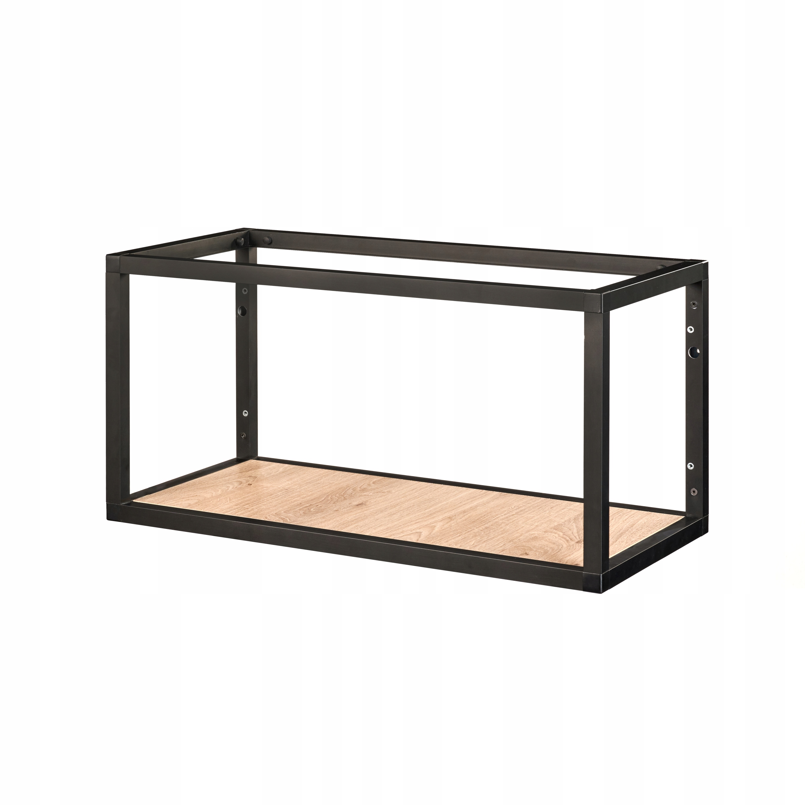 Industriálna Hliníková Závesná Polica Loft Čierna Matná 800x300x300 Doska Dub